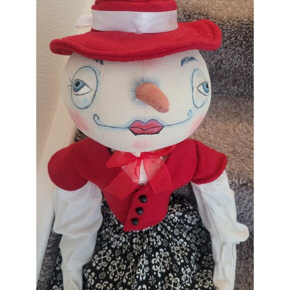 Joe Spencer Maddie Snowlady Fabric Doll Hand Painted Face 34.5" Halloween Decor - Picture 4 of 12